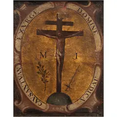 Escudo del Santo Oficio, MÉXICO, SIGLO XVIII, Óleo sobre tela
