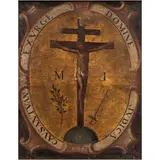 Escudo del Santo Oficio, MÉXICO, SIGLO XVIII, Óleo sobre tela