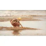 Antonio Ermolao Paoletti, RECOLECCIÓN DE CONCHAS, Óleo sobre tabla