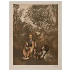 Rafael Coronel, El viejo del cuento, Litografía 177 / 200