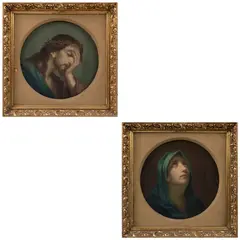 A) Autor No Identificado, Jesús con la corona de espinas, Óleo sobre tela