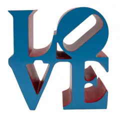 Robert Indiana, Love Blue, Escultura en polipiedra, edición posterior de Éditions Studios 180 / 500