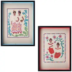 Carlos Mérida, A) Papantla - Estado de Veracruz y B) Tzetzales - Estado de Chiapas, de la carpeta Trajes regionales mexicanos, Serigrafías sin número de tiraje