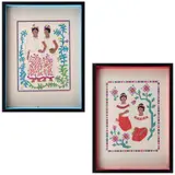 Carlos Mérida, A) Papantla - Estado de Veracruz y B) Tzetzales - Estado de Chiapas, de la carpeta Trajes regionales mexicanos, Serigrafías sin número de tiraje