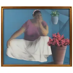 León Belaunzarán, Vendedora sentada, Óleo sobre tela