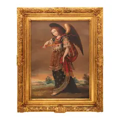 San Uriel, ESCUELA CUZQUEÑA, SIGLO XX, Óleo sobre tela adherido a tablero