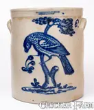 Harrington & Burger, Outstanding 6 Gal. HARRINGTON & BURGER / ROCHESTER Stoneware Crock w/ Parrot Design