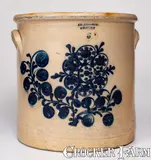 S. D. Kellogg, 6 Gal. S. D. KELLOGG / WHATELY Stoneware Crock w/ Elaborate Floral Decoration, circa 1851-1853, Stoneware