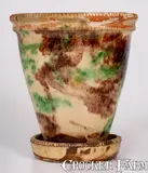S. Bell & Son, S. BELL & SON / STRASBURG, VA Multi-Glazed Redware Flowerpot