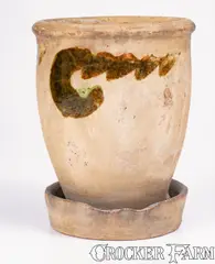 S. Bell & Son, Copper-Decorated S. BELL & SON / STRASBURG, Virginia Redware Flowerpot, circa 1890, Redware