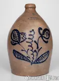 J Mantell, J. MANTELL / PENN YAN Stoneware Jug w/ Elaborate Slip-Trailed Decoration, circa 1860, Stoneware