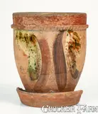 Solomon Bell, Copper-and-Manganese-Decorated SOLOMON BELL / STRASBURG / Va. Redware Flowerpot, circa 1850-1880, Redware