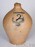F. L. Harvey, Rare F. L. HARVEY / WATERTOWN 2 Gal. Ovoid Stoneware Jug, circa 1830, Stoneware