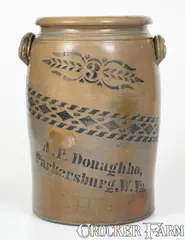 A.P. Donaghho, 3 Gal. A. P. DONAGHHO / PARKERSBURG, WV Stoneware Crock, circa 1880, Stoneware