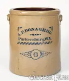 A.P. Donaghho, 6 Gal. A. P. DONAGHHO / PARKERSBURG, West Virginia Stoneware Crock
