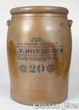 A.P. Donaghho, Monumental 20 Gal. A. P. DONAGHHO / PARKERSBURG, WV Stoneware Crock