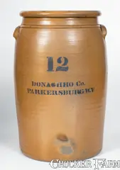 Donaghho Co., 12 Gal. DONAGHHO CO. / PARKERSBURG, WV Stoneware Crock, late 19th century, Stoneware