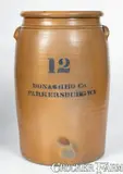 Donaghho Co., 12 Gal. DONAGHHO CO. / PARKERSBURG, WV Stoneware Crock, late 19th century, Stoneware
