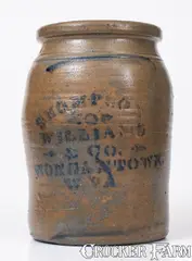 Williams & Co., THOMPSON, WILLIAMS & CO. / MORGANTOWN, W. VA Stoneware Jar, circa 1875, Stoneware