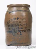 Williams & Co., THOMPSON, WILLIAMS & CO. / MORGANTOWN, W. VA Stoneware Jar, circa 1875, Stoneware