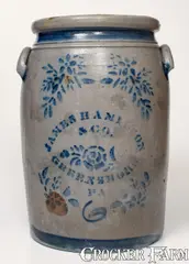 James Hamilton & Co., 6 Gal. JAMES HAMILTON & CO. / GREENSBORO, PA Stoneware Jar, circa 1875, Stoneware