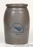 Palatine Pottery Co., PALATINE POTTERY CO. / PALATINE, W. VA Stoneware Canning Jar w/ Stenciled Pear, circa 1875, Stoneware
