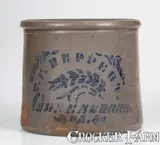 T.F. Reppert, T. F. REPPERT / GREENSBORO, PA Stoneware Stenciled Butter Crock