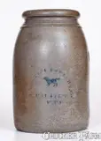 Palatine Pottery Co., PALATINE POTTERY CO. / PALATINE, W. VA Stoneware Canning Jar w/ Stenciled Dog, circa 1875, Stoneware