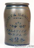 Richey & Hamilton, 2 Gal. RICHEY & HAMILTON / PALATINE, W. VA Stoneware Jar