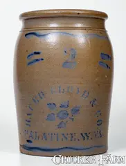 Lloyd & Co., 2 Gal. RAGER, LLOYD & CO. / PALATINE, W. VA Stoneware Jar, circa 1875, Stoneware