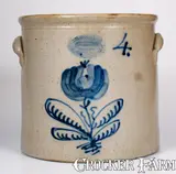 J. Burger Jr, 4 Gal. J. BURGER JR. / ROCHESTER, NY Stoneware Crock
