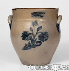 G. Brayton, 2 Gal. G. BRAYTON / UTICA Stoneware Jar w/ Floral Decoration, circa 1827-1832, Stoneware