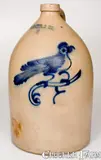 J. Norton & Co., 4 Gal. J. NORTON & CO. / BENNINGTON, VT Stoneware Jug w/ Bold Bird Decoration