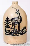 Rare and Fine Four-Gallon J. & E. NORTON / BENNINGTON, VT Stoneware Deer Jug by J. & E. Norton, circa 1855, Stoneware, sold Nov 2022
