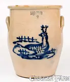 J. & E. Norton, Fine Three-Gallon J. & E. NORTON / BENNINGTON, VT Stoneware Deer Jar, circa 1855, Stoneware