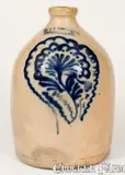 J. & E. Norton, Rare J. & E. NORTON / BENNINGTON, VT Stoneware Jug w/ Elaborate Floral Decoration, circa 1855, Stoneware