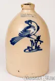 J. & E. Norton, J. & E. NORTON / BENNINGTON VT Stoneware Jug w/ Cobalt Bird-on-Stump Design, circa 1855, Stoneware