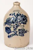 J. & E. Norton, Fine Two-Gallon J. & E. NORTON / BENNINGTON, VT Stoneware Jug w/ Elaborate Floral Decoration, circa 1855, Stoneware