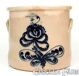 J. & E. Norton, Unusual Three-Gallon J. & E. NORTON / BENNINGTON VT Stoneware Crock w/ Floral Decoration, circa 1855, Stoneware