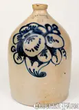 E. Norton, Rare J. &. E. NORTON. / BENNINGTON VT Stoneware Jug w/ Cornucopia Decoration, circa 1855, Stoneware