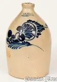 One-Gallon J. & E. NORTON / BENNINGTON, VT Stoneware Jug w/ Floral Decoration by J. & E. Norton, circa 1855, Stoneware, sold Nov 2022