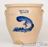 Evan R. Jones, Very Fine EVAN R. JONES / PITTSTON, PA Stoneware Jar w/ Man-in-the-Moon Design