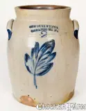 COWDEN & WILCOX / HARRISBURG, PA Stoneware Jar w/ Cobalt Leaf Decoration by Cowden & Wilcox, circa 1865, Stoneware, sold Nov 2022