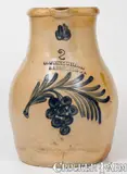 Rare and Fine COWDEN & WILCOX / HARRISBURG, PA Stoneware Pitcher w/ Grapes Decoration by Cowden & Wilcox, circa 1865, Stoneware, sold Nov 2022