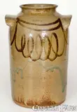 Winthrop Chandler, Fine CHANDLER / MAKER (Edgefield District, SC) Stoneware Jar w/ Iron Slip Decoration, circa 1850, Stoneware