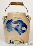 COWDEN & WILCOX / HARRISBURG, PA Stoneware Batter Pail w/ Bold Floral Decoration by Cowden & Wilcox, circa 1865, Stoneware, sold Nov 2022