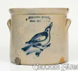 Fulper Bros, FULPER BROS. / FLEMINGTON, N.J. Stoneware Crock w/ Cobalt Bird Decoration, circa 1881-1898, Stoneware