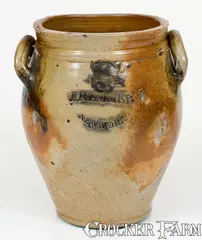 J. Remmey, Exceedingly Rare and Important J. REMMEY / NEW YORK Stoneware Jar w/ Impressed Federal Eagle, early 19th century, Stoneware