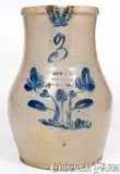 A.J. Buttler, Rare 3 Gal. A. J. BUTTLER / NEW BRUNSWICK, NJ Stoneware Pitcher w/ Floral Decoration, circa 1862-1872, Stoneware