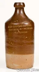 Best Cologne Gin From, Extremely Rare Stoneware Bottle: BEST COLOGNE GIN FROM / ERSKINE & EICHELBERGER / BALTIMORE, circa 1834-1845, Stoneware